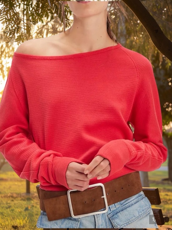 Free People Tops - FREE PEOPLE JESS ON OFF SHOULDER LONG SLEEVE TOP CHERRY RED XL